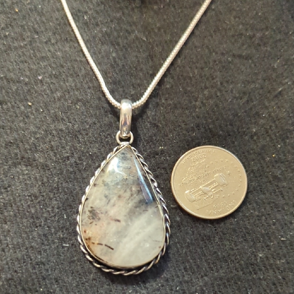 Silver Plated Translucent White Black Rutilated Q… - image 4